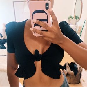 Never Worn Fashion Nova Tie Crop Top - size small